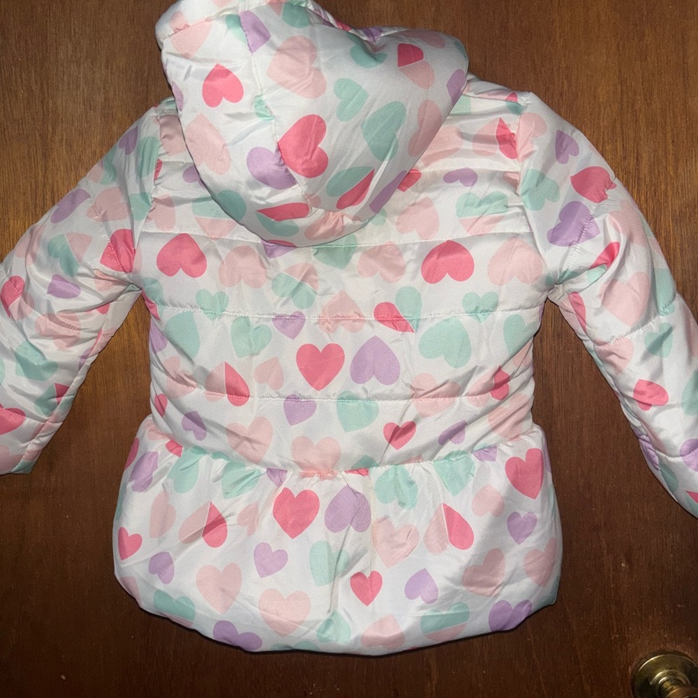 Kids|4T Puffer Jacket Heart Patterned - Picture 6 of 7